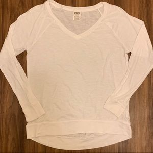 Victoria Secret Pink White Long Sleeve Tee